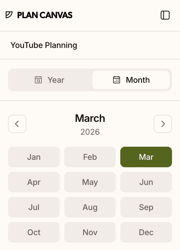 Year and month view selector
